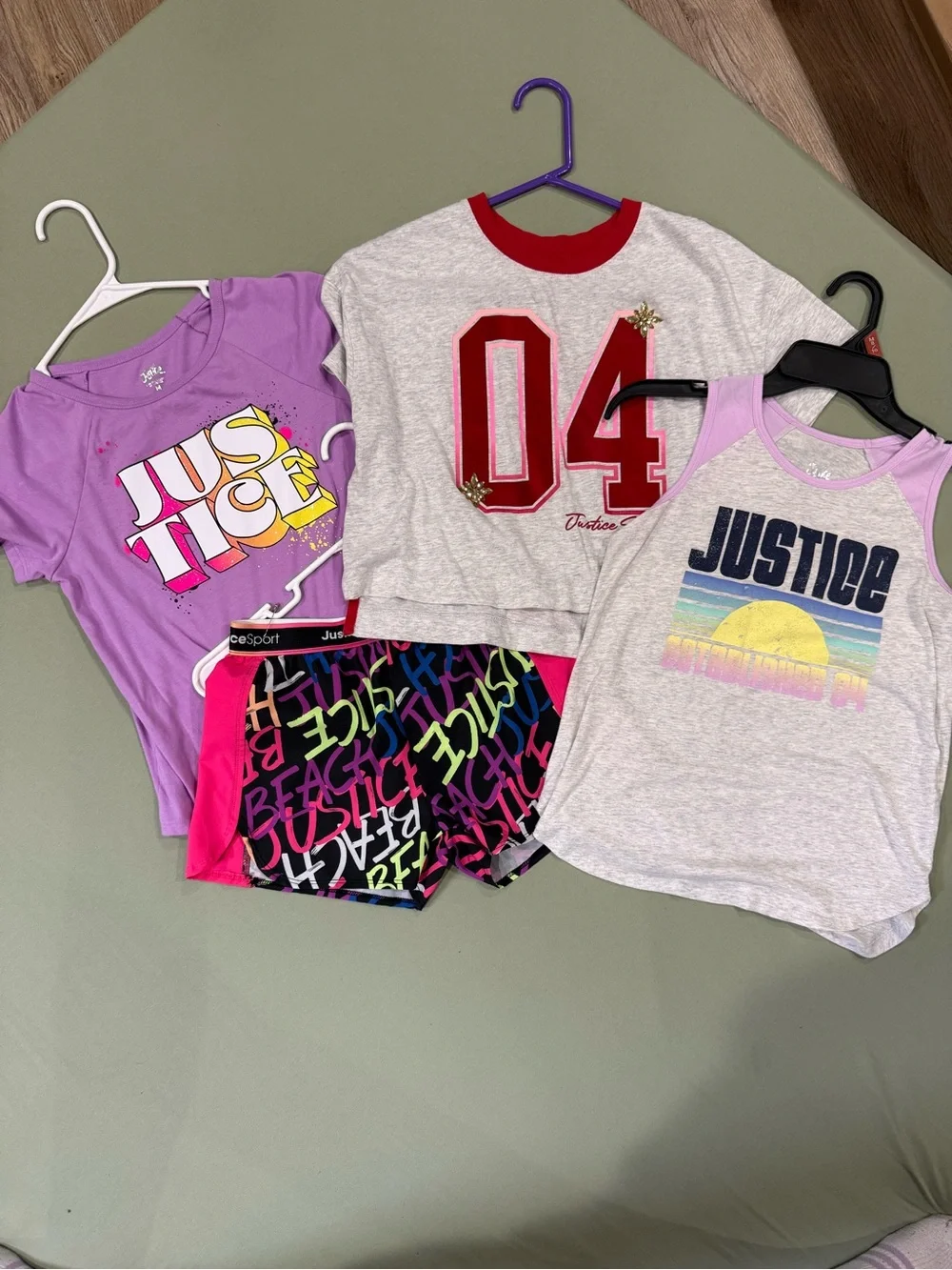 Justice Girls Tops (3) and Shorts (1)